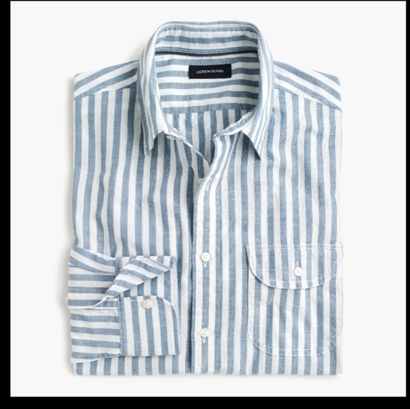 J. Crew Other - NWT J. Crew Slub Poplin Stripe Shirt Sz M  blue white roomy fit